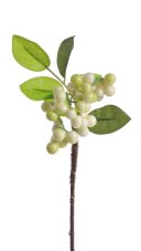 Umělá větvička hlohu s bobulemi a listy, dl. 20cm_153
