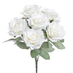 Kytice umělých rozvitých růží, květ Ø 8cm/dl. celkem 30cm