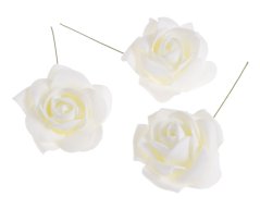 Hlavička pěnové růže na drátku Ø 6cm/dl.8cm - 8ks
