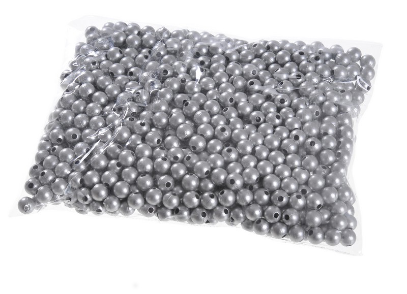 Dekorace plastové perličky s dírkou Ø 6mm/100g - Barva: Stříbrná