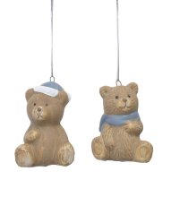 Dekorace figurka medvěd 2 druhy .4,5cmLx3,5cmWx6-6,5cmH - závěs