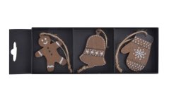 Vánoční dekorace dřevěné přízdoby, mix druhů  4-4,5cmLx0,2cmWx6cmH - závěs