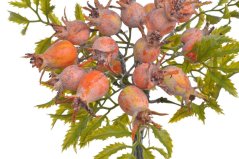 Svazek umělých větviček divoké růže s plody dl. 24cm -  3ks