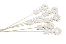 Stylizovaný kvítek v květináči zápich, 26 cm, 6ks - přírodní