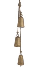 Dekorace girlanda z kovových zvonků 3 kusů na provázku (7,5cmLx7,5cmWx13,5cmH) 79cmH