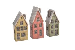 Dekorace keramický domek MIX druhů 4-4,5cmLx3cmWx9-10cmH