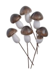 Podzimní dekorace umělá houba zápich (4cm∅x5cmH) 13cmH - 6ks