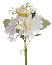 Kytice umělých dahlií a hortenzií s doplňky a listy dl. 40cm