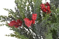 Umělá jehličnatá větvička s bobulemi a glitry 45 cm