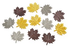 Podzimní dřevěné výseky ve tvaru listy javoru vel. 3,8 cm, tl. 0,2 cm - 12ks