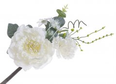 Zápich umělé růže 2 květy s přízdobami, květ Ø 7+10cm, zápich celkem 21cm _02