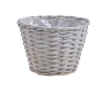 Proutěný košík s kovovou kostrou s igelitovou výstelkou Ø16-20cm/H14cm