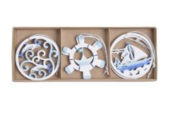 Letní dekorace mix dřevěných závěsů vel. 6cm - 6ks
