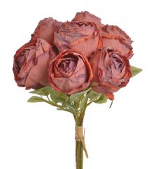 Svazek umělých růží - sušený vzhled, 7 stonků, 30 cm, barva 05