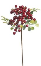 Umělá větvička hlohu s bobulemi a listy, dl. 32cm _169