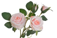 Umělá rozkvetlá růže 2 květy + 2 poupata, květ Ø 6,5cm, dl.49cm