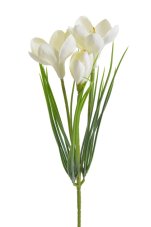 Umělá jarní květina - kytička krokusů 3 květy s listy dl. 30cm - zápich