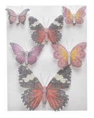 Dekorace motýl na klipu .5,5cm, 7,5cm, 11,5cm - 6ks