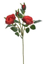 Umělá rozkvetlá růže 2 květy + 2 poupata, květ Ø 6,5cm, dl.49cm