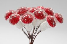 Umělá muchomůrka na drátku sypaná, houba 2,5cm/dl. 10cm - 12ks/12sv.