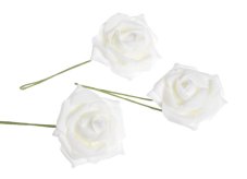 Hlavička pěnové růže na drátku 7cm/dl.25cm - 12ks