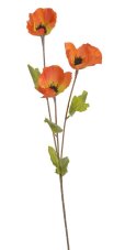 Letní květiny větvičky umělých vlčích máků - 3 květy, květ Ø 8cm, dl. 70cm