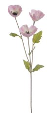 Letní květiny větvičky umělých vlčích máků - 3 květy, květ Ø 8cm, dl. 70cm
