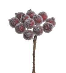 Vánoční dekorace hloh v cukru Ø 1,5cm, dl.10cm - 144 ks