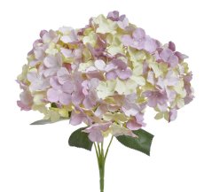 Kytice umělých hortenzií s 5 květy a listy, květ Ø 14cm, dl.celkem 42cm
