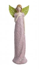 Dekorace figurka stojící víla s plechovými křídly 27,5cm