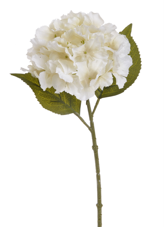 Umělá střední hortenzie na stonku s listy, hlavička Ø13cm/dl.36cm
