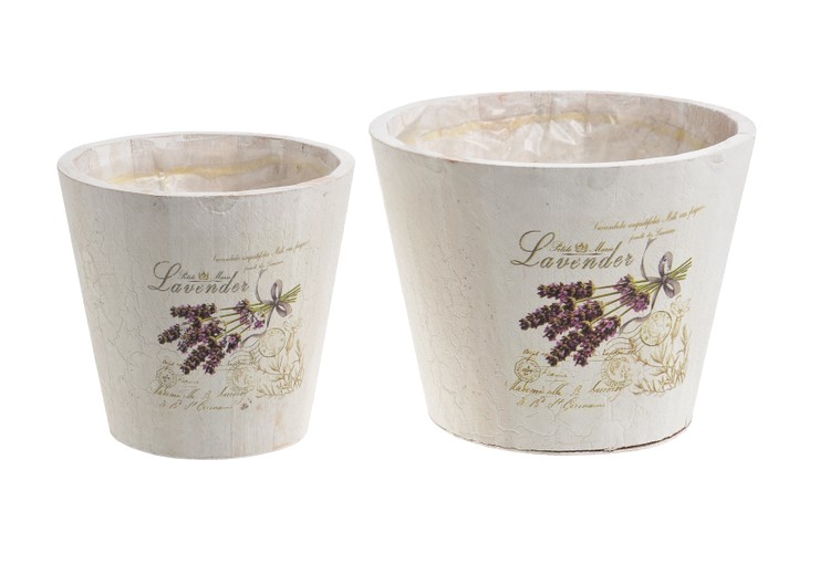 Dekorační nádoby na květiny/na aranžování s igelitovou výstelkou Ø13 x 12,5 cm, Ø17 x 13,5 cm - 2 ks