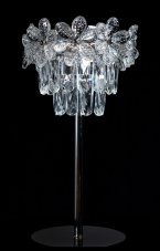 Dobíjecí LED lampa na dál. ovládání, změna barvy teplá/studená, kov/sklo Ø 28cm celkem 45cmH