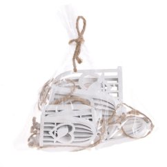 Klec s ptáčkem výsek závěs 5 x 6 cm + 3 x 8  cm - 8 ks