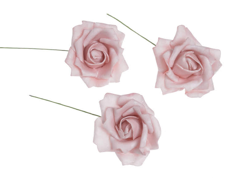 Svazek hlaviček pěnových růží na drátku Ø6cm/dl.10cm - 8ks