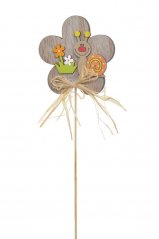 Jarní dekorace dřevěná kytička se šnekem (7,5cmLx0,5cmWx7,5cmH) 23cmH - 6ks