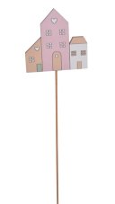 Dekorace dřevěný domek -  zápich 10ks 7 cm x 0,5 cm x 7 cm , celková délka 25,5 cm