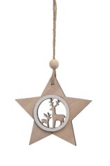 Vánoční dekorace dřevěná hvězda .11cmLx1cmWx11cmH. - závěs