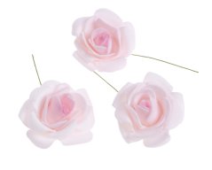 Hlavička pěnové růže na drátku Ø 6cm/dl.8cm - 8ks