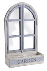 Dekorace ve tvaru okna s truhlíkem na aranžování 55x33x14cm