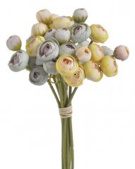 Svazek drobných umělých ranunculusů - 9 stonků po 4 květech, květ Ø 3cm, dl. 30cm