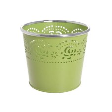 Plechový vzorovaný obal na květináč Ø 9,5 - 12 cm, H 10,5 cm