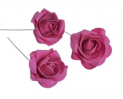 Hlavička pěnové růže na drátku Ø 6cm/dl.8cm - 8ks