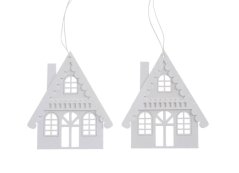 Dekorace dřevěný domek závěs 10,5cmLx0,5cmWx12cmH - 2ks