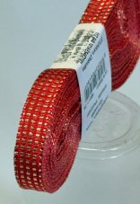 Jednobarevná plátnová stuha se vzorem a metaloplastem 10mm/10m