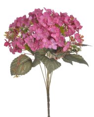 Kytice umělých hortenzií 7 květů s listy a doplňky, květ 10cm, dl.42cm