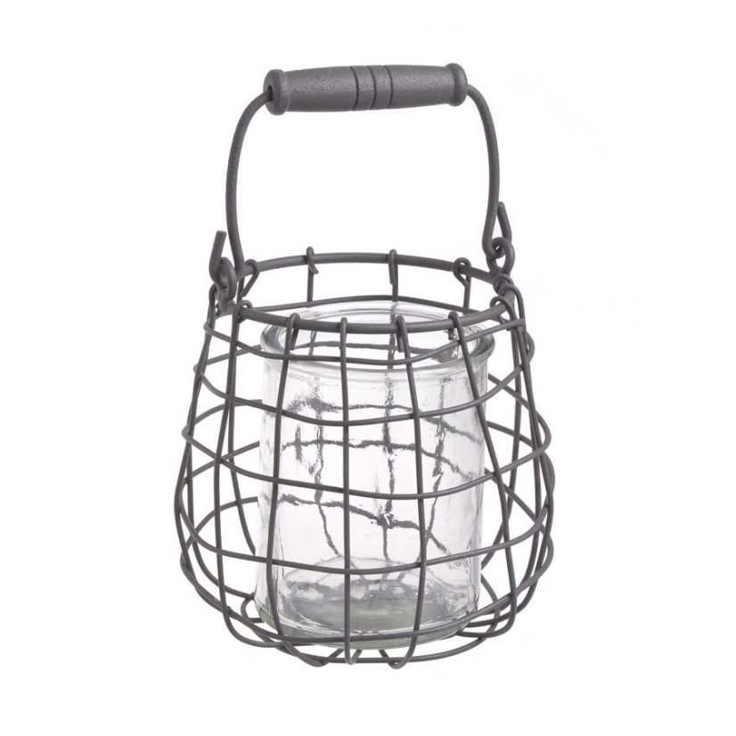 Skleněná lampa v drátěném obalu Ø 10 cm x H12 cm