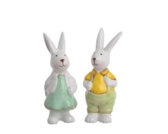 Velikonoční dekorace porcelánový zajíček 3,5cmLx3cmWx9cmH - 2 druhy