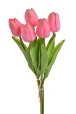 Svazek pěnových tulipánů s listy hlavička 4,5cm, dl. 32cm - 5ks