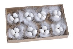 Velikonoční dekorace hnízda se třemi vajíčky - 8ks